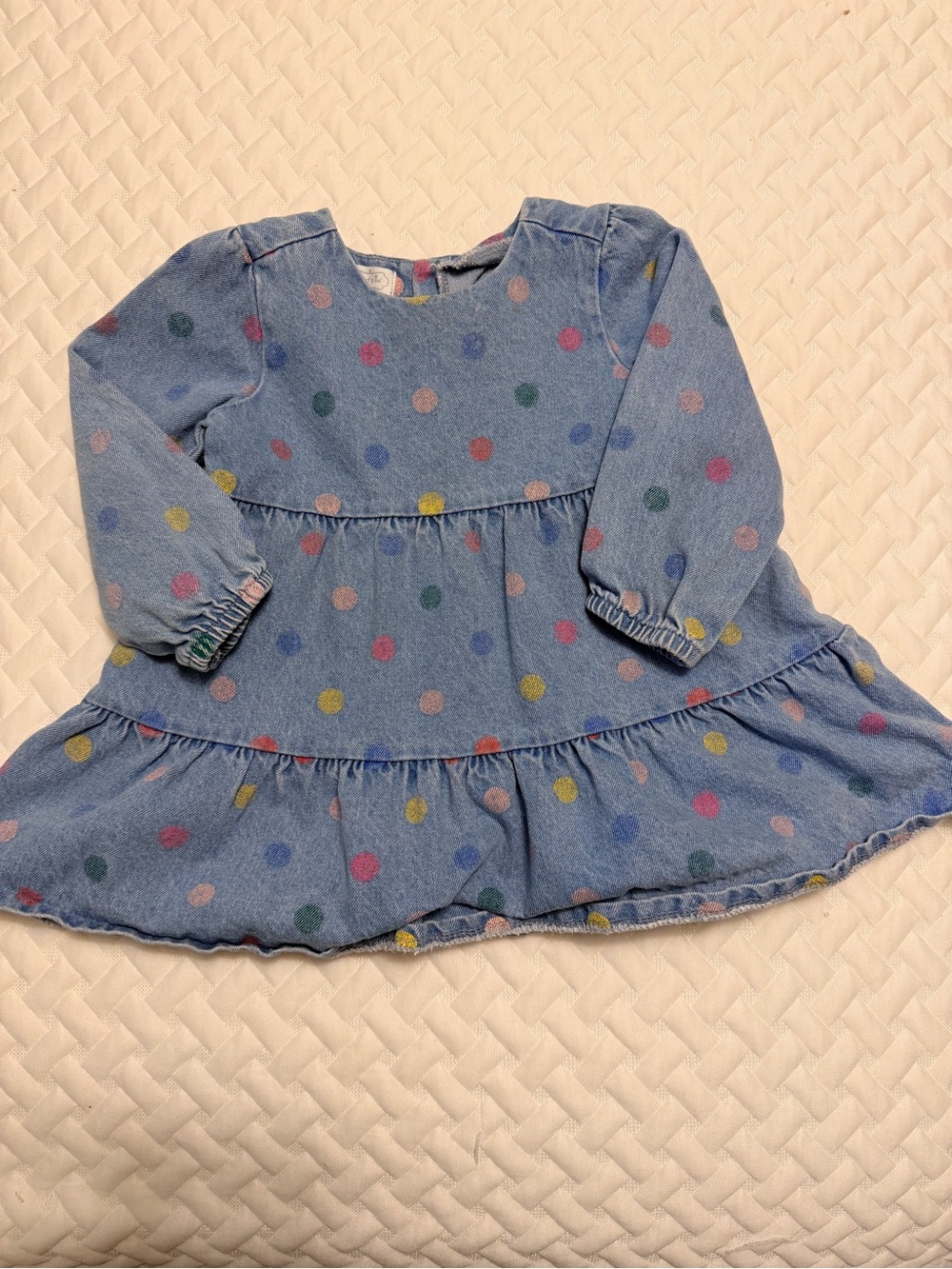 Mud Pie Blue Denim Dress with Multicolor Polka Dots